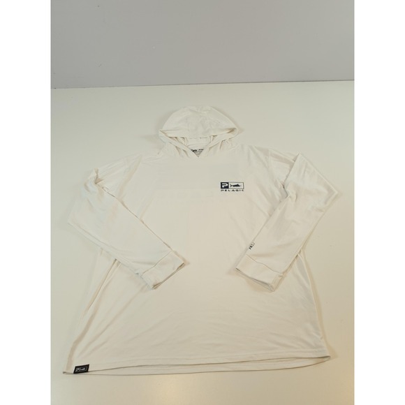 Pelagic AquaTek Hoodie Shirt Mens XL White UPF 50 High Performance Fishing Sun - Picture 1 of 15